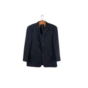 Lineage Blazer Men 46L Big & Tall Gentleman Club‎  Navy Blue Windowpane